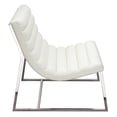 thumbnail image 3 of Benzara Leather Upholstered Lounge Chair with Channel Tufting Details and Steel Frame, White and Silver-Color:White and Silver, 3 of 6