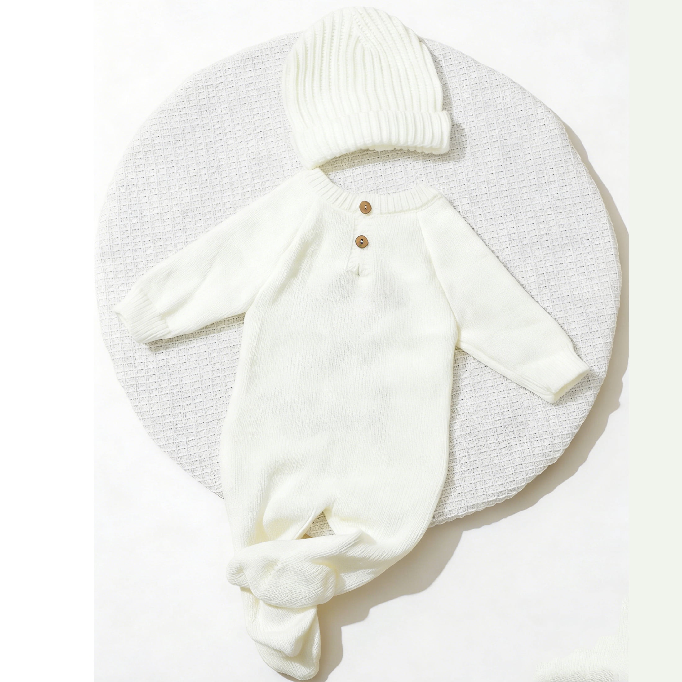 Ylsteed "Hello" Embroidery Knitting Onesie Newborn Birth Announcement Outfits Footed Jumpsuit Baby Boy Girl Photography Props Newborn