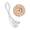 thumbnail image 3 of 2cm Thick, Round Decorative Lamp for Home - 5V White Glow USB LED Oak Wood Light Base, 3 of 8