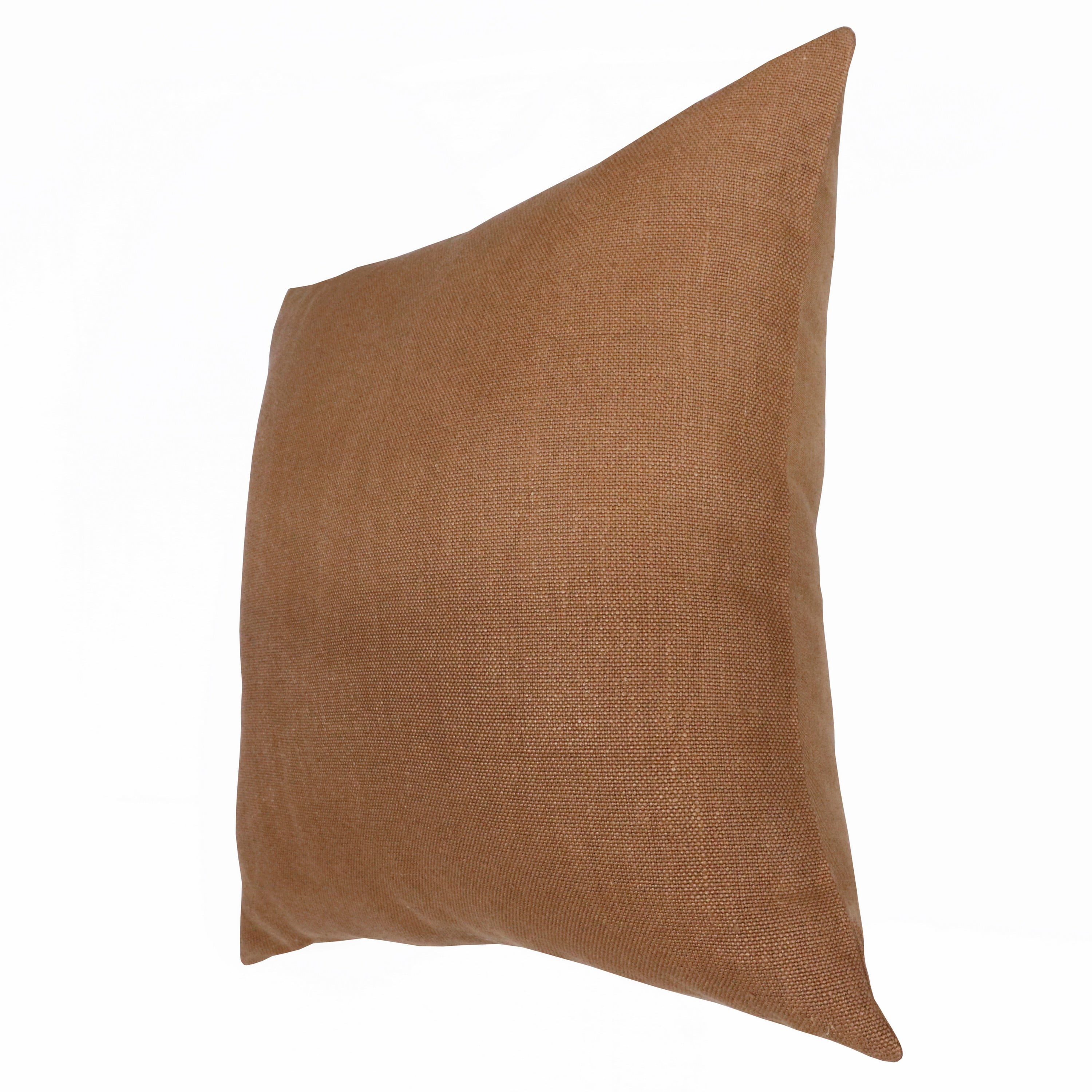 Ox Bay Euro Hand-Woven Brown Solid Linen Throw Pillow, 20" x 20"