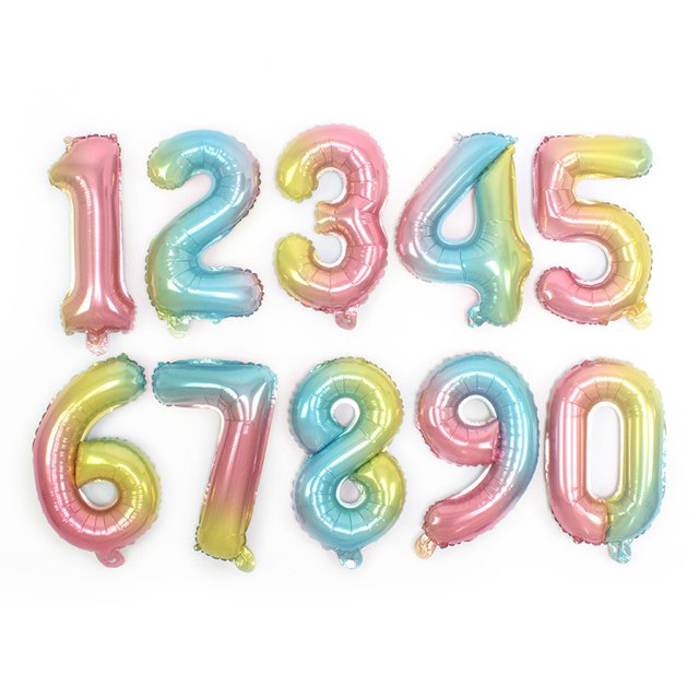 Globos De 16 Pulgadas De Oro Rosa Plata De Aluminio Dígitos Decoración De Boda Arco Iris Número Globo Niños Fiesta De Cumpleaños Suministros Gao Jiahui unisex