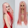 thumbnail image 5 of SUCS Women's Fashion Wig Pink Synthetic Hair Long Wigs Wave Curly Wig, 5 of 5