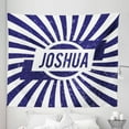 thumbnail image 1 of Joshua Tapestry, Popular Name for Men in Dark Blue Color on Radial Backdrop Worn Appearance, Fabric Wall Hanging Decor for Bedroom Living Room Dorm, 5 Sizes, Navy Blue and White, by Ambesonne, 1 of 1