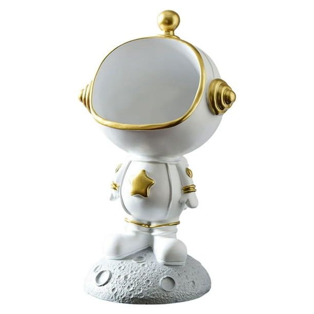 Estatua de astronauta para guardar llaves, escultura, joyero oro