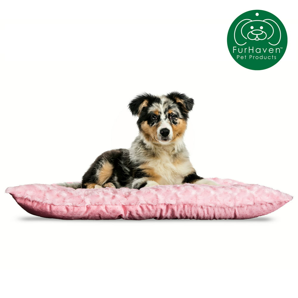 FurHaven Pet Kennel Pad Ultra Plush Tufted Pillow Pet Bed for Crates & Kennels, Strawberry