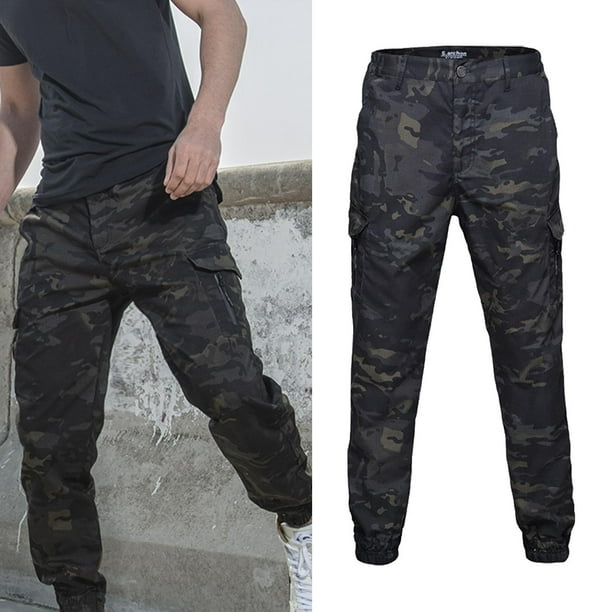 Moda hombres Streetwear Casual Hip Hop Jogger pantalones tacticos senderismo Black L Hugo Pantalones de camuflaje Walmart en linea