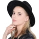 thumbnail image 4 of Sombrero panamá flexible de ala ancha Retro para mujer, hebilla de cinturón, alimentado de lana, 4 of 5