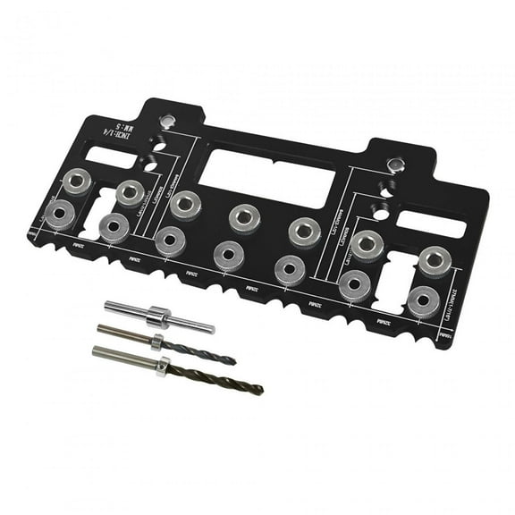 koolsoo Drill Guide Template Shelf Pin Jig Aluminum Alloy Tool 1/4in 5mm Shelf Pin Punching Jig for Workshop Builders DIY Black