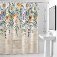 thumbnail image 4 of Eucalyptus Leaves Daisy Fabric Shower Curtain Flowers Leaf Retro Washable Shower Curtains for Bathroom, Waterproof Bath Curtain with Hooks Home Decor 72x72in, 4 of 8