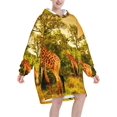 thumbnail image 2 of Wild Giraffe,Women's Oversized Wearable Blanket Hoodie, Blanket Sweatshirt,Flannel Pullover Blanket, 2 of 9