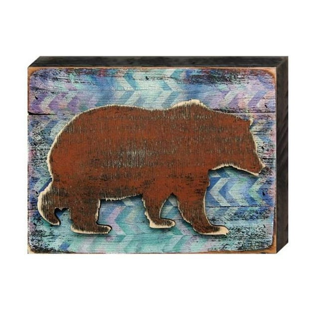 Designocracy 982142-18 Brown Bear Mountains Art on Board Wall Decor