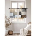 thumbnail image 3 of Abstract Color Block Sheer Curtains 45 Inches Long 2 Panels Brown Grey Geometric Modern Oil Style Light Filtering Semi Sheer Window Curtains Drapes for Bedroom Living Room 52"x45", 3 of 7