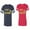 Men Navy / Women Red, variant on The King His Queen Unisex Couple Matching Cotton Jersey style T-Shirt Contrasting stripes on sleeves (Men Navy / Women Black) (Men S / Women S)