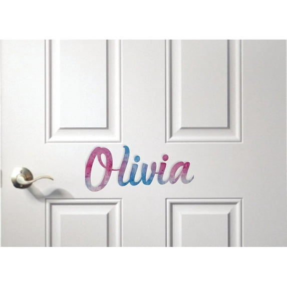 Personalized Name Vinyl Decal Sticker Custom Initial Wall Art Personalization Decor Sticker Watercolor Print Pattern Design Teen Kids Bedroom 6 Inches X 15 Inches