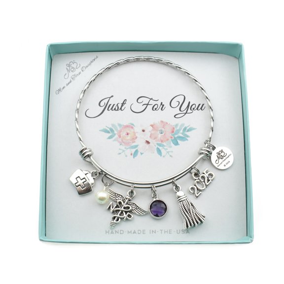 Nurse Practitioner 2025 Graduation Women’s Bangle Bracelet in Stainless Steel. Gift for Nurse Practitioner. Perfect Graduation Gift