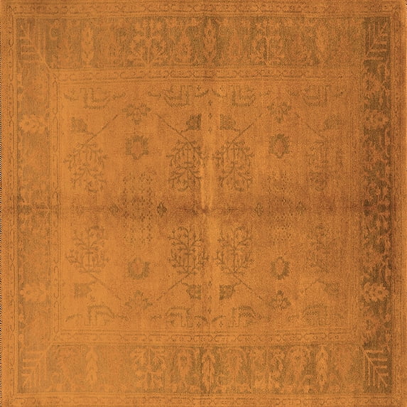 Ahgly Company Indoor Square Oriental Orange Industrial Area Rugs, 4' Square