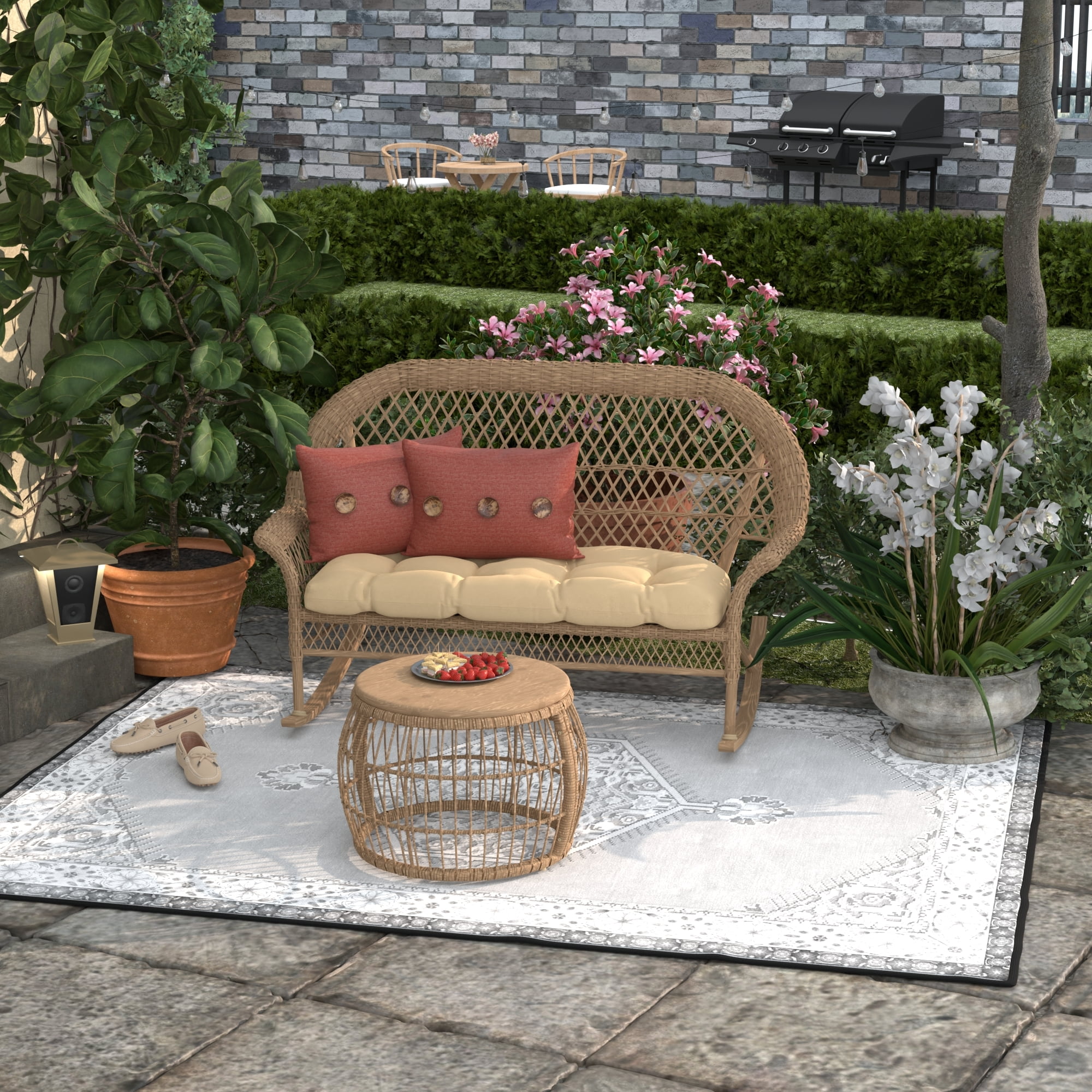Jordan Manufacturing 13" x 20" Posh Saucy Red Crosshatch Rectangular Outdoor Lumbar Throw Pillow with 3 Coconut Buttons (2 Pack)