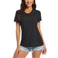thumbnail image 1 of OUSITAID UPF 50+ T-shirts d'Été à Manches Courtes Col en V T-shirts de Protection Solaire pour Femmes Séchage Rapide Randonnée Course Hauts, 1 of 7