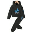 thumbnail image 2 of KYAIGUO kids Baby Girls Tracksuit Outfit Spring Fall Butterfly Printing Hooded Sweatshirt Pullover Tops Jogger Pants 2PCS Set for 3-10 Years, 2 of 9