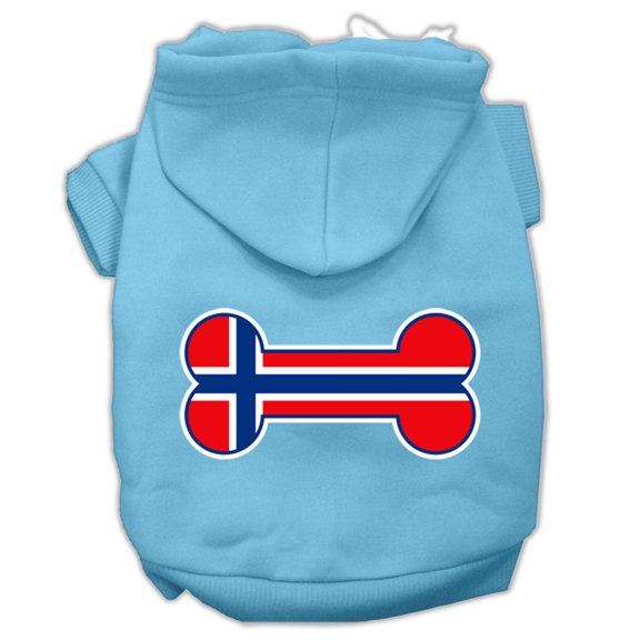 Pet, Dog Cat Hoodie Screen Printed, "Bone Shaped Norway Flag"