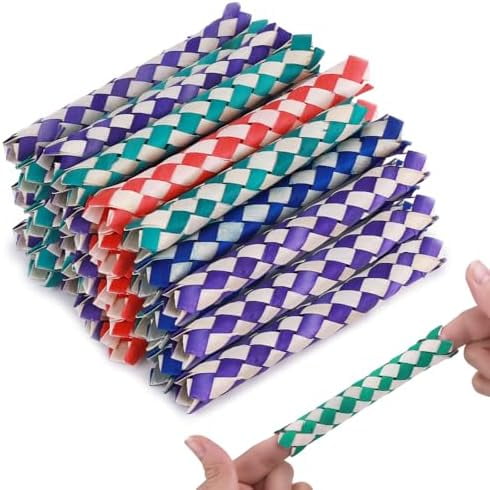 72 Pcs Chinese Finger Trap, Colorful Plastic Finger Traps Bird Chew Toys Children & Adults Universal Classic Party Props for Children's Birthday Party Gift, Goodie Bag Stuffers (Random Color)