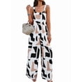 thumbnail image 1 of Women'S Summer Boho Casual Jumpsuits Wide Leg Overalls Floral Print Baggy Rompers with Pockets Coffee Color L, 1 of 8