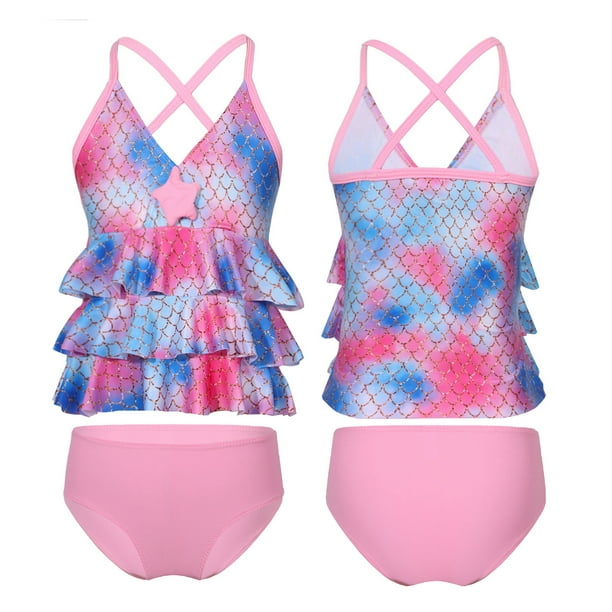 TiaoBug Girls 2 Pieces Swimsuit Bikini Set Mermaid Bathing Suit Tops