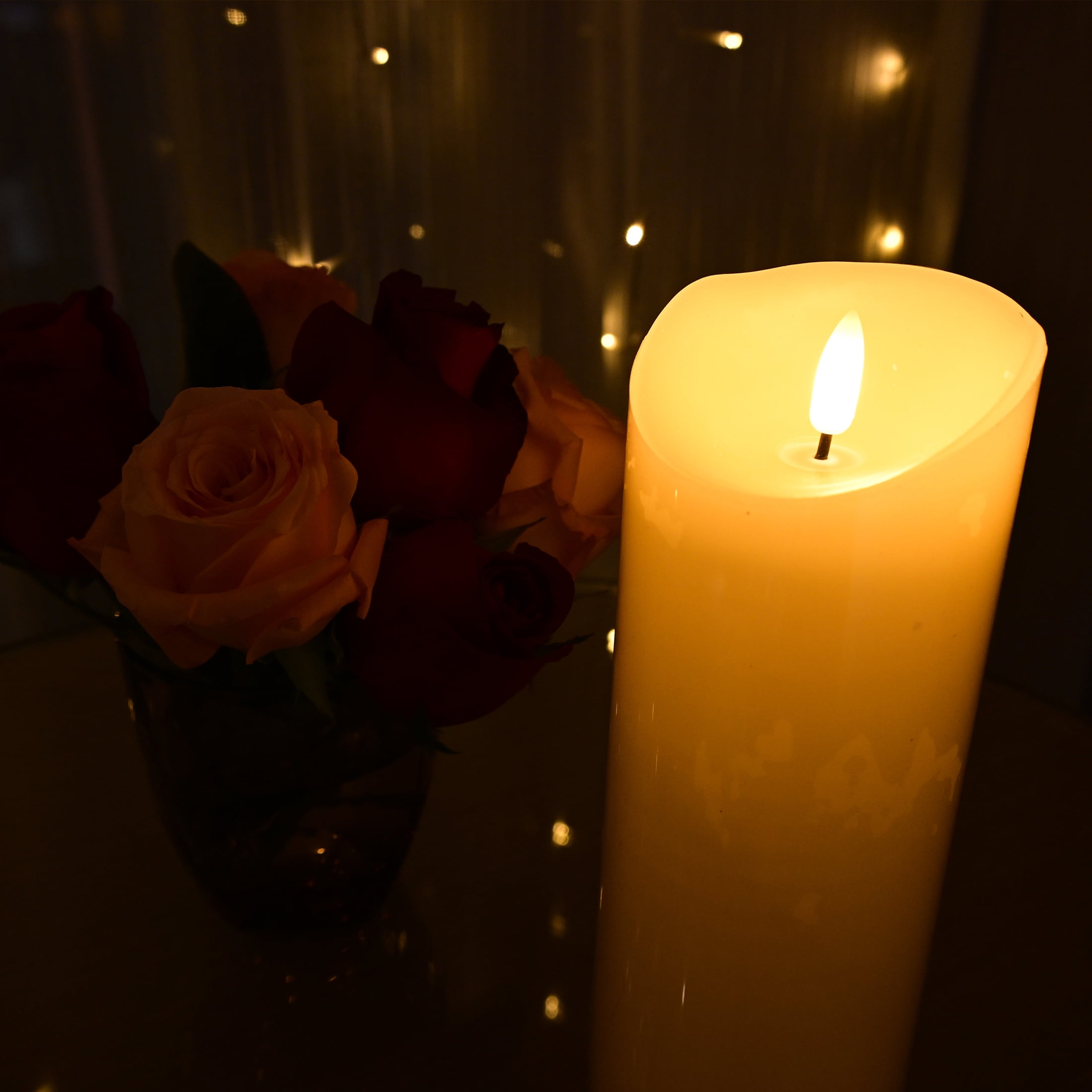 Way To Celebrate 7.87 in Ivory Battery-Operated LED Flameless Pillar Candle