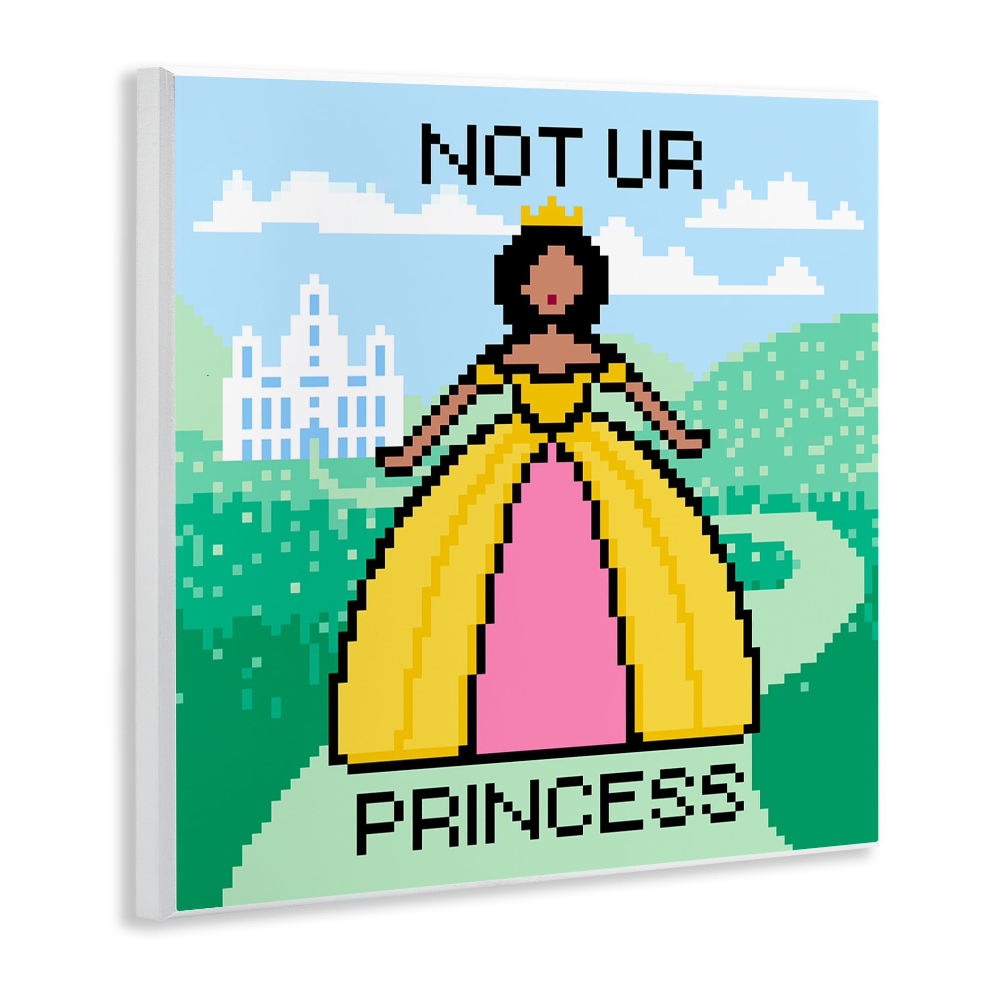 Stupell Industries Not Ur Princess Pixel Style People Painting Unframed Art Print Wall Art, 12 x 12