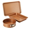 Ayesha Nonstick Bakeware Cake Pan, Cookie Sheet, and Springform Pan Set, 3-Piece, Copper