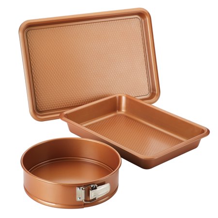 Ayesha Nonstick Bakeware Cake Pan  Cookie Sheet  and Springform Pan Set  3-Piece  Copper