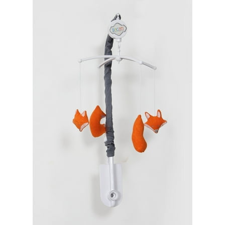 Bacati - Playful Fox Orange/Grey Musical Baby Crib Mobile