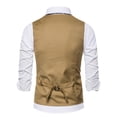 thumbnail image 3 of Chaqueta de Traje de Ocio de Bolsillo sin Cuello en V de Color Sólido sin Mangas, Trajes de Hombre de Ajuste Delgado para el Uso Formal Informal, 3 of 8