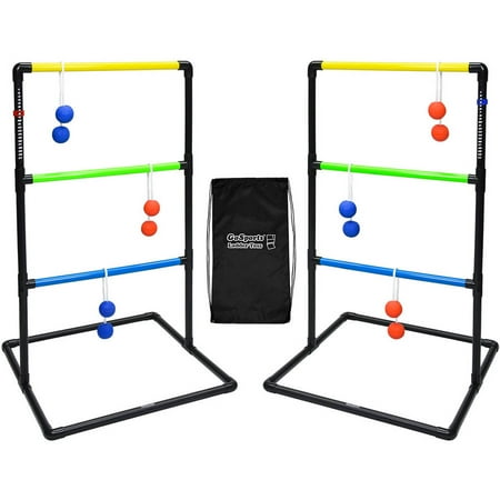 GoSports Ladder Toss Game with 6 Rubber Bolo Balls Indoor Outdoor Backyard Lawn Game with Carrying Case and Score Tracker