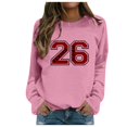 thumbnail image 1 of Chandail en Molleton Col Rond Femme Basique Automne Chandail avec Imprimé Lettre Col Rond Superposition Confort Rose m, 1 of 7