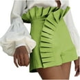 thumbnail image 2 of up to 60% off Gifts Usmixi Summer Shorts for Women Cute Ruffler Trim High Waist Solid Short Pants Plus Size Lightweight Comfy Straight Shorts Green XL, 2 of 7