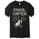 thumbnail image 1 of Men's Black Cotton T-Shirt with PAW & ORDER Dog & Cat Graphic Print - Humorous Pet Lover Design, Casual Crew Neck Short Sleeve, Machine Washable Regular Fit Tee for Casual Attire, Casual Sporty Tee, 1 of 8