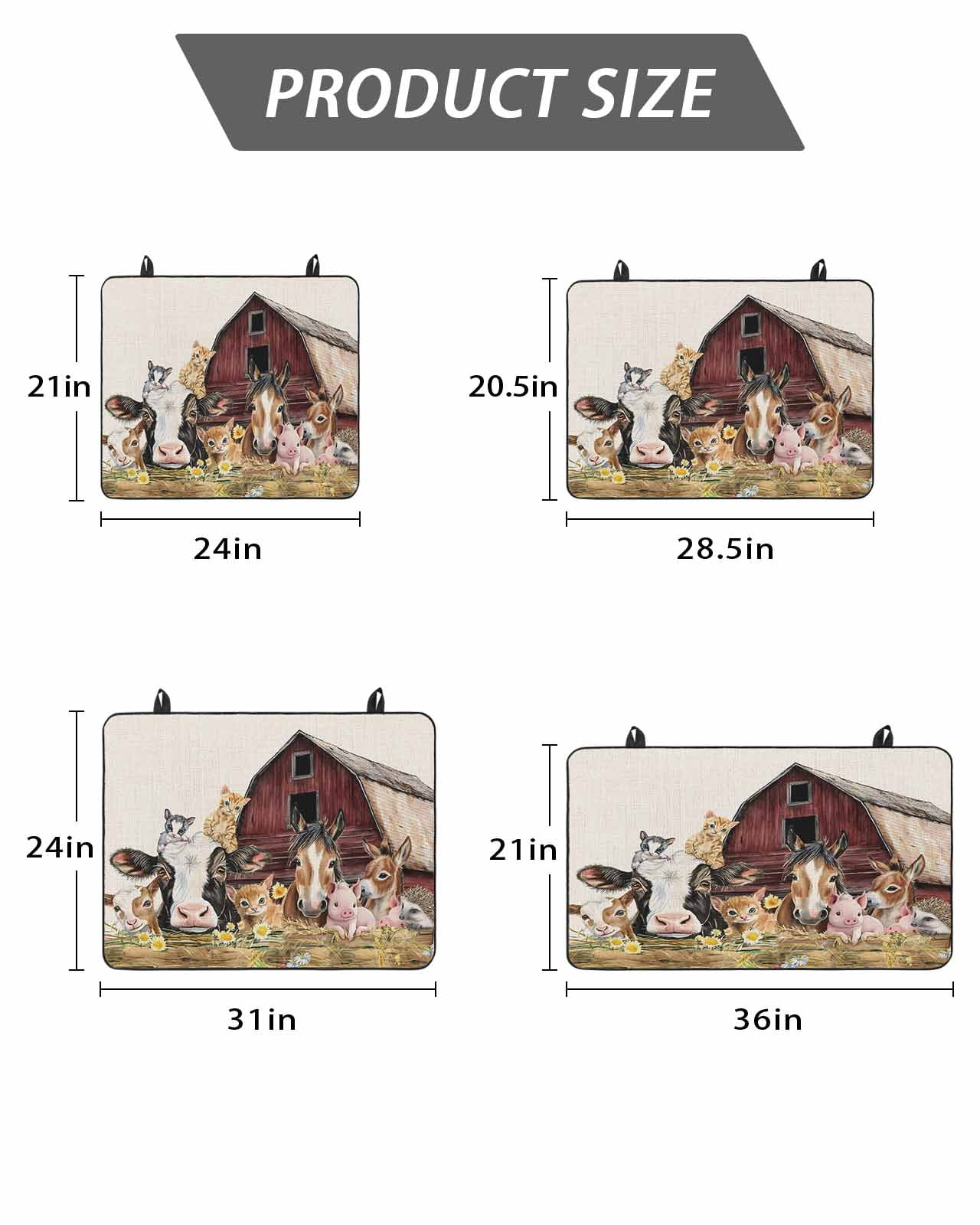 Farm Stove Top Covers for Electric Stove, 28'x20'' Barn Horse Sheep Cat Animal Country Retro Linen Background Glass Ceramic Stove Cover Foldable Rubber Mat Cooktop Protector for Kitchen