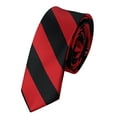 thumbnail image 1 of NYFASHION101 Men's 2" Skinny College Stripe Woven Tie, Black/Red, 1 of 1