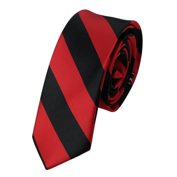 NYFASHION101 Men's 2" Skinny College Stripe Woven Tie, Black/Red