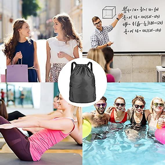 Bolsa de gimnasia con cordón, bolsa de gimnasia, mochila con cordón, bolsas de Pe unisex con cordón con cremallera exterior, bolsa de gimnasia deportiva con dos bolsillos laterales, grande ZefeiWu 8390606929174