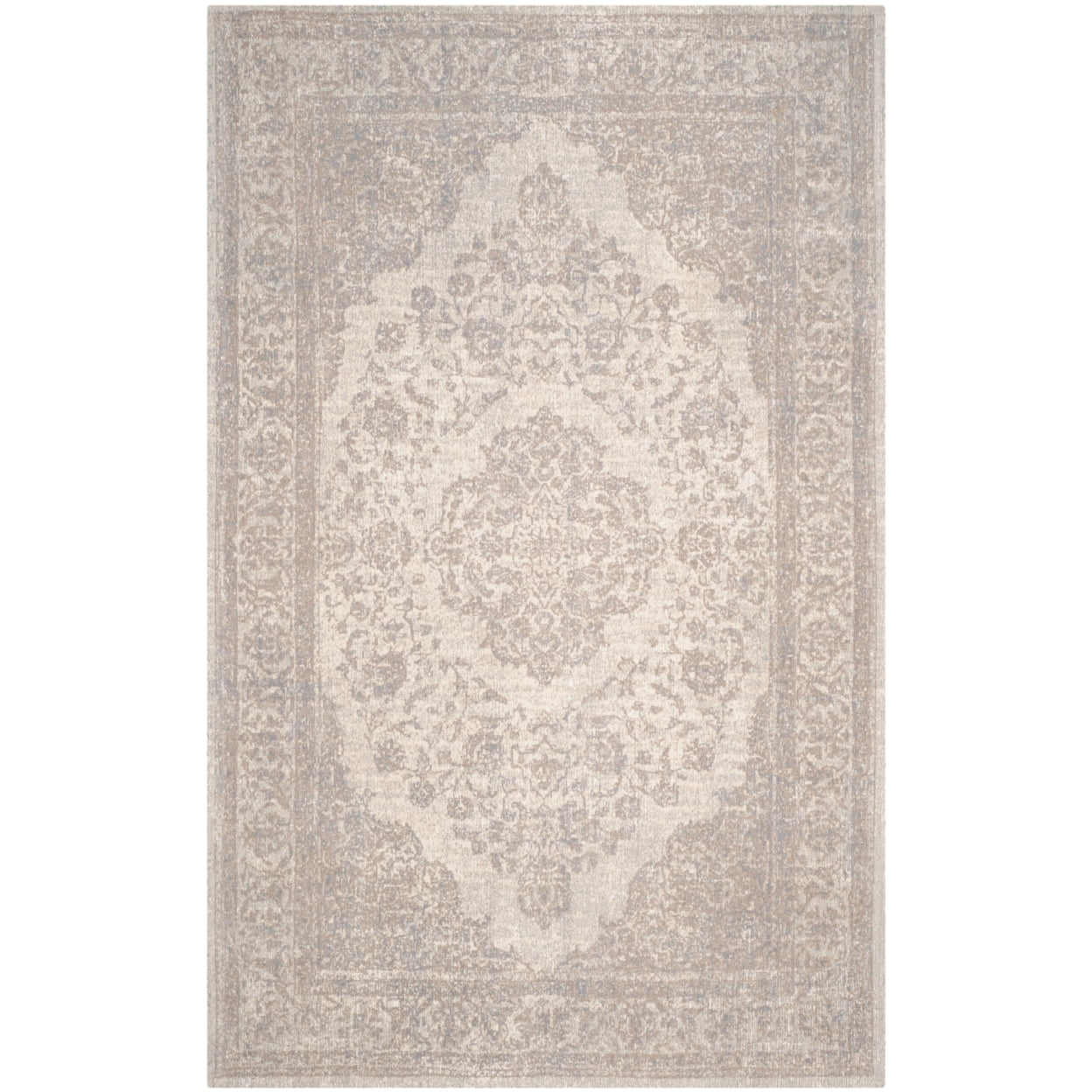SAFAVIEH Classic Vintage Ivonette Overdyed Border Cotton Area Rug, Beige, 9' x 12'