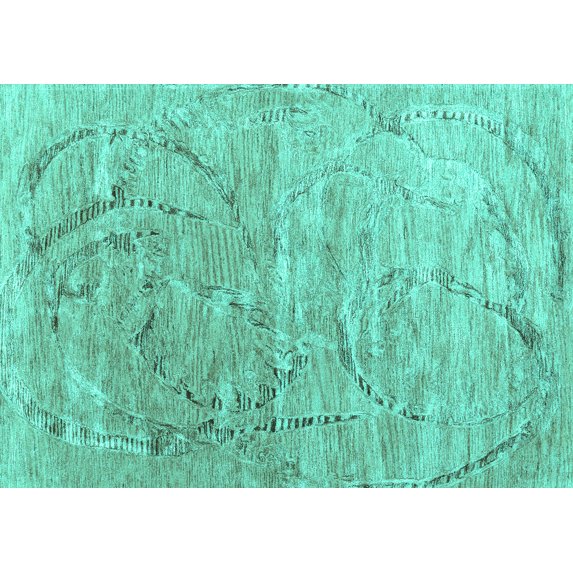 Ahgly Company Machine Washable Indoor Rectangle Abstract Turquoise Blue Contemporary Area Rugs, 2' x 4'
