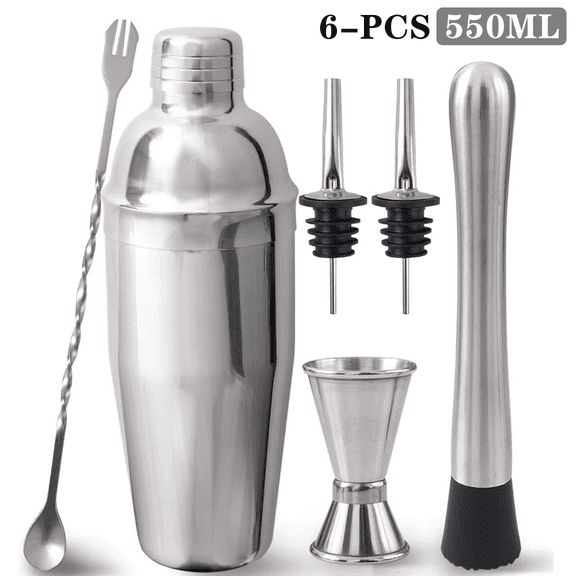 20-Piece Boston Cocktail Shaker Set Bartender Kit for Home Bar Drink Wine Martini Mixer Cocktail Shaker Bartender Tool 550&750ML