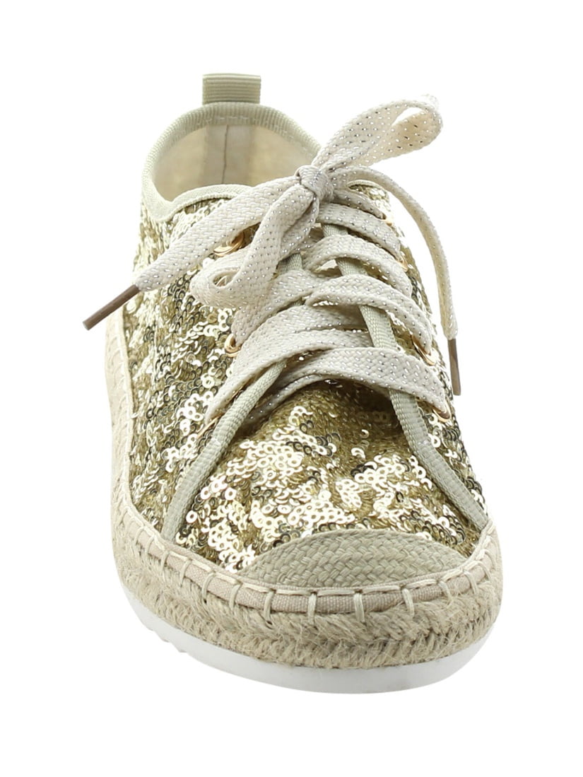 Bonnibel FJ64 Womens Sparking Glitter Espadrilles Lace Up Sneakers