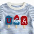 thumbnail image 4 of Toddler Infant Baby Boy USA Independence Day Ice Cream Embroidery Ribbed T-Shirt & Shorts Casual Toddler Outfit 6M 12M 18M 24M 2T 3T 4T, 4 of 6