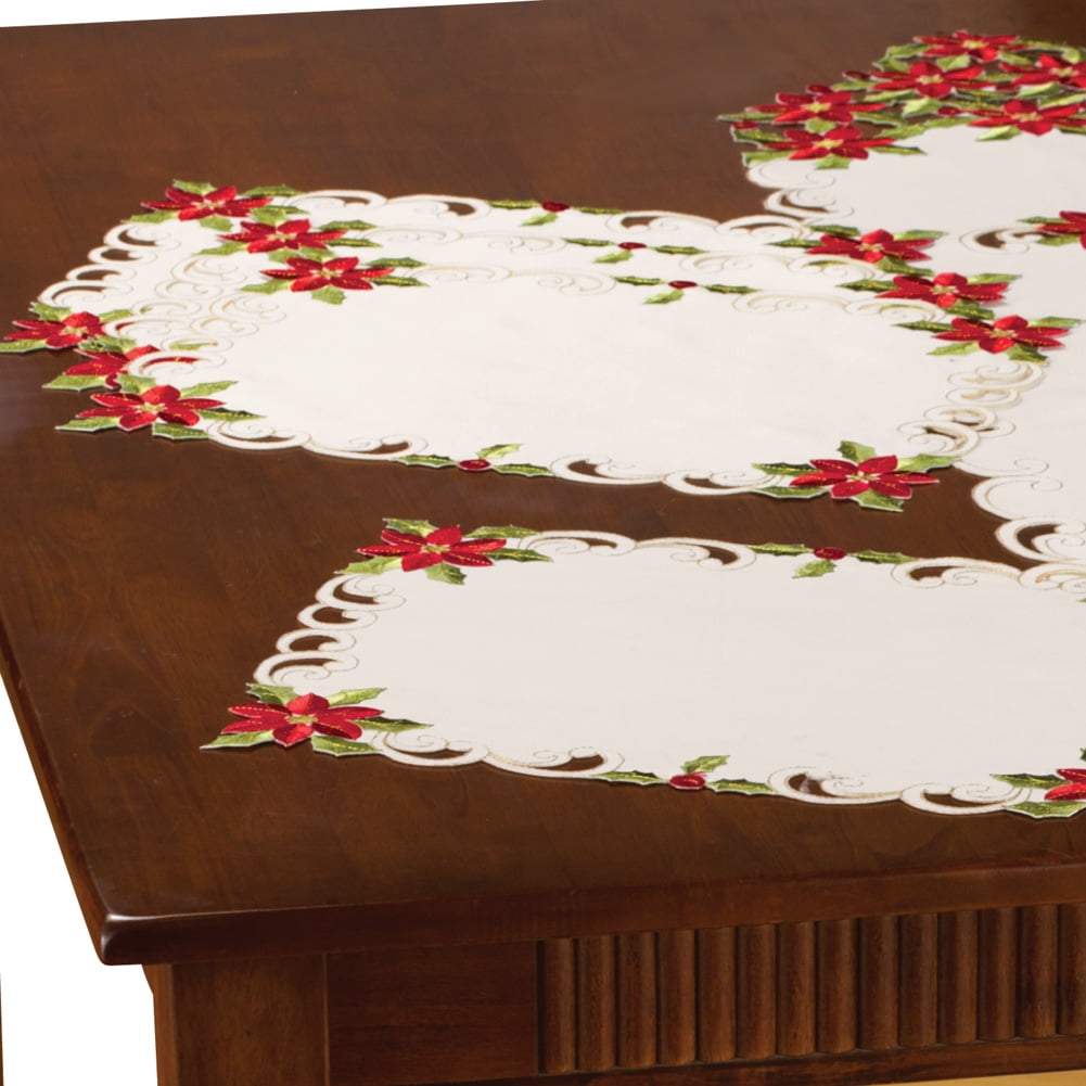 Christmas Poinsettia And Holly Table Linens, Placemat, Multi Walmart