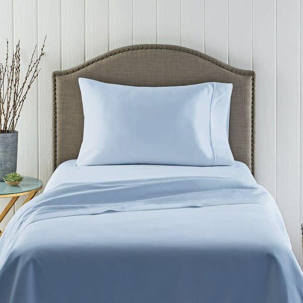 100 Cotton Wrinkle Resistant Sheet Set, Blue Bed Sheets Queen Size Cotton