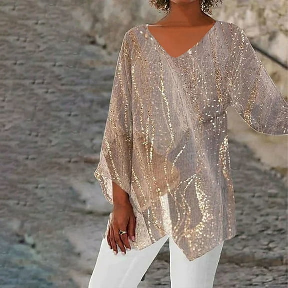 Gold Womens Tops Womens 2025 Summer Tunic Tops Casual Short Sleeve V Neck Blouse Tshirts for Leggings Soft Comfy Vintage Digital Prints Going Out Tops for Women