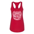 thumbnail image 2 of Wild Bobby, Shake Rattle And Roll Vintage Hot Rods Pop Culture Ladies Racerback Tank Top, Red, Large, 2 of 3